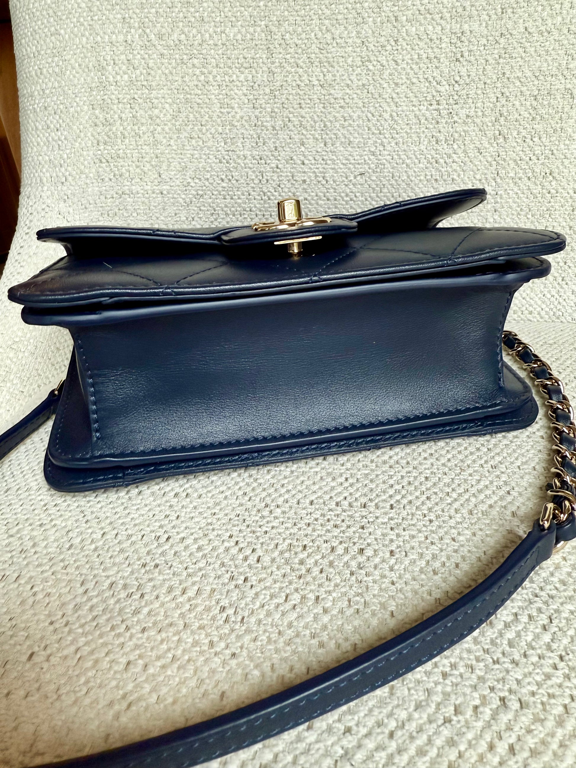 Chanel Lady Coco Flap Bag in navy blue calfskin leather
