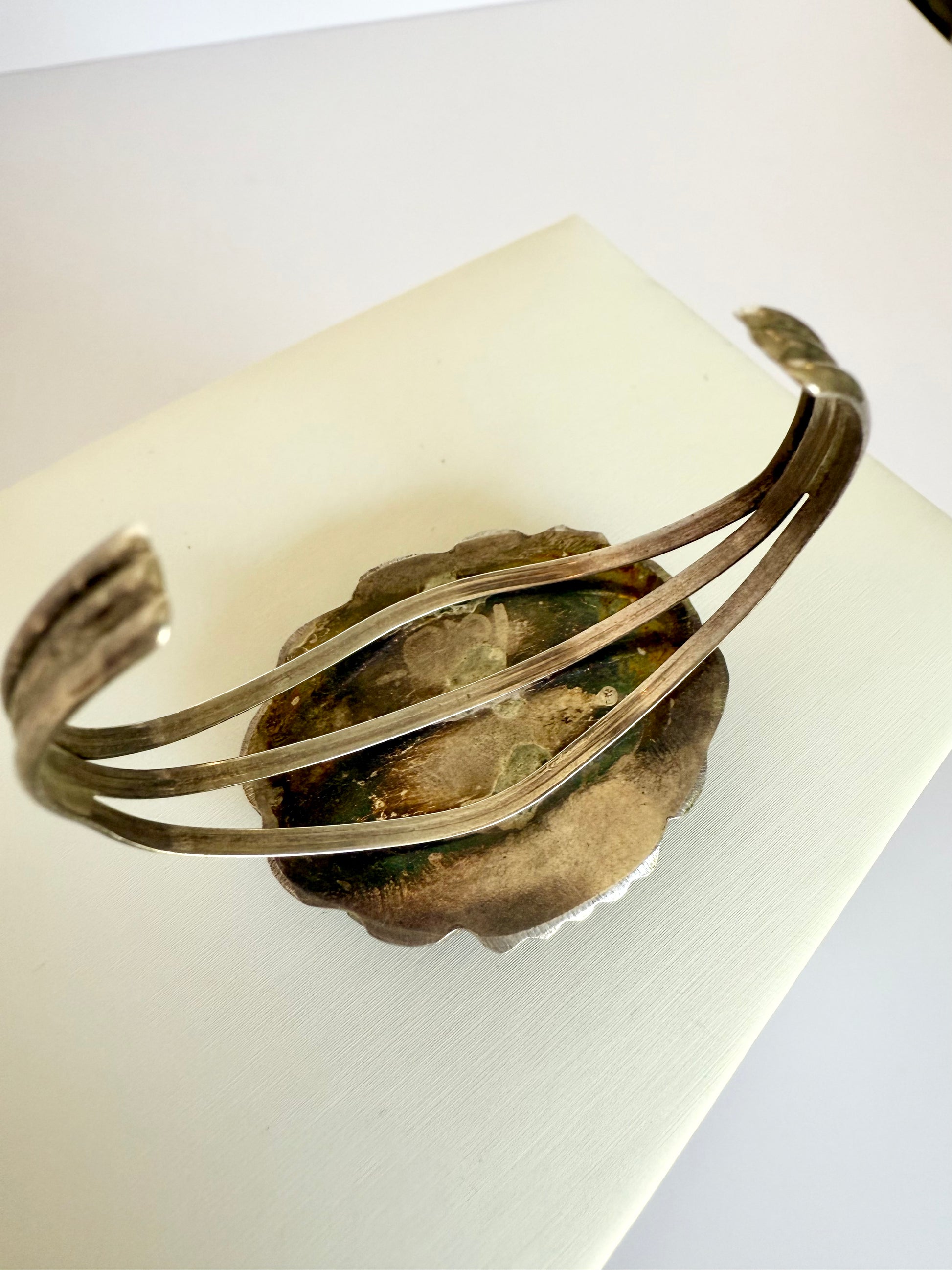 Navajo Sterling silver petrified wood bracelet