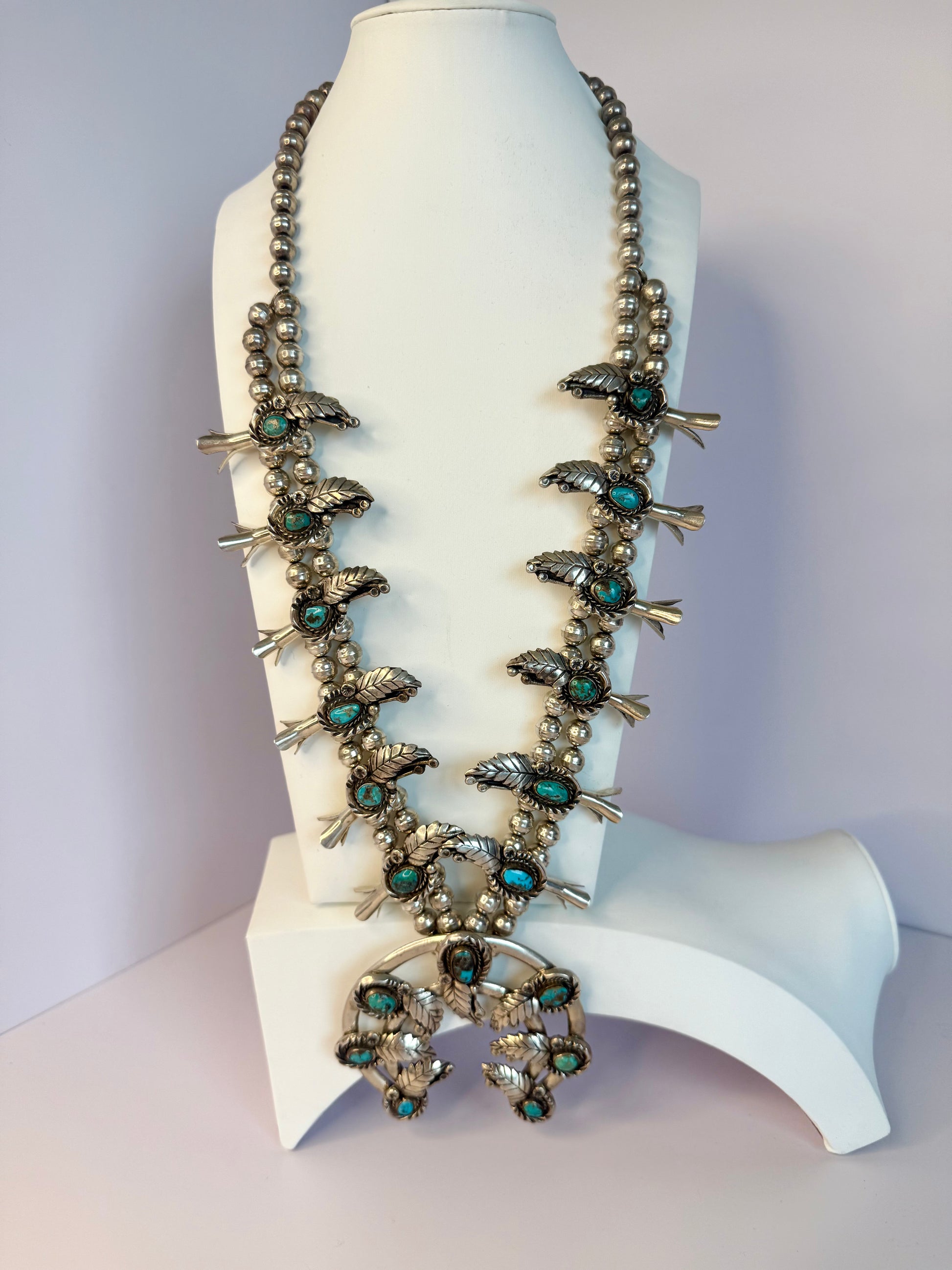 Navajo turquoise squash blossom