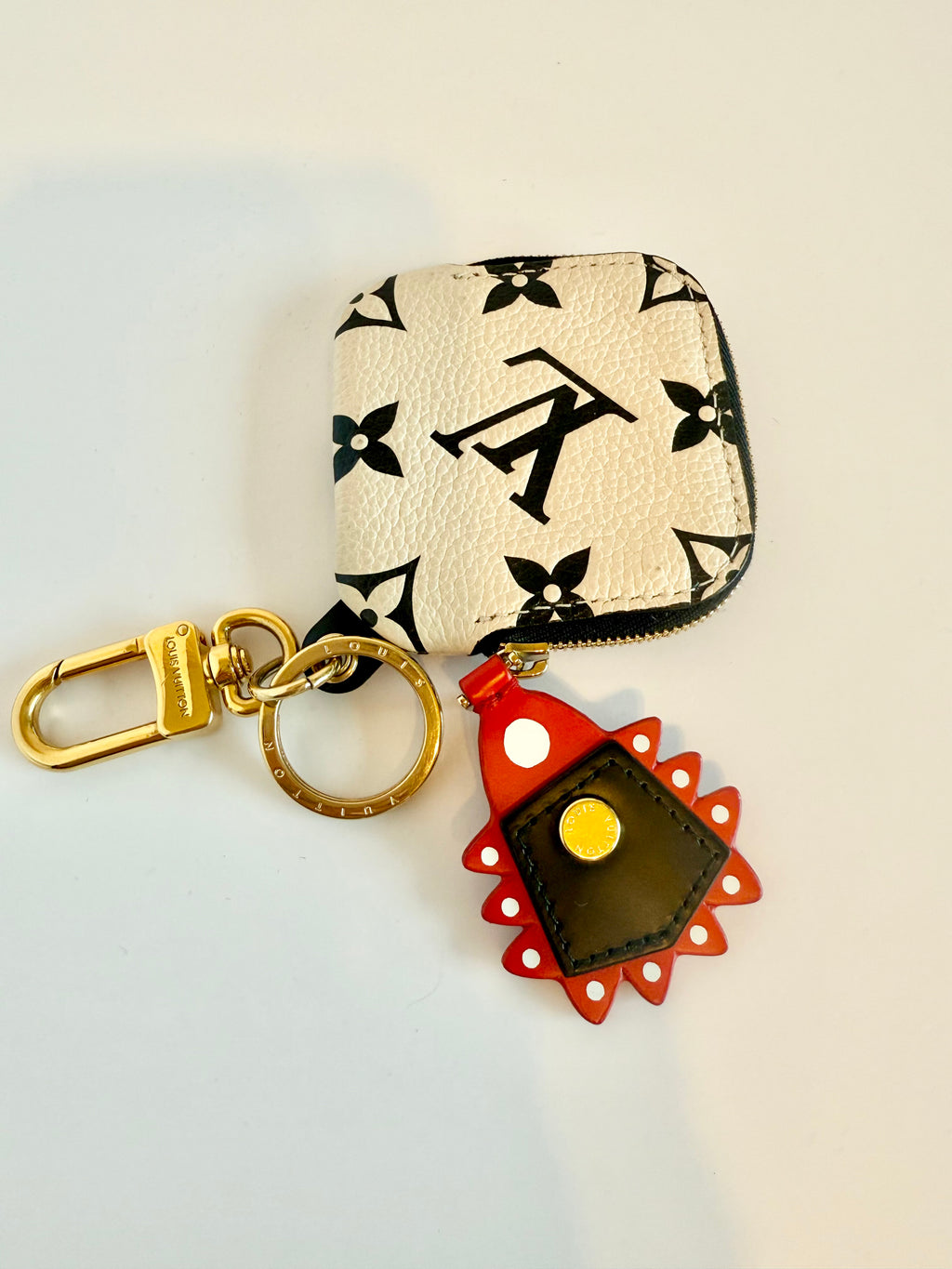 Empreinte Monogram Crafty Square Pouch Bag Charm Key Holder Creme Black