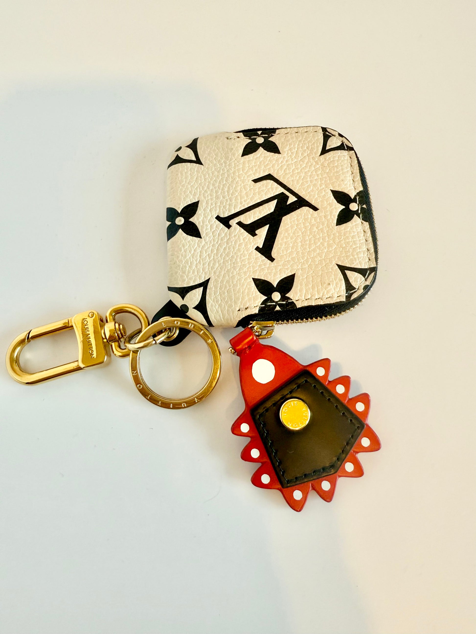 Empreinte Monogram Crafty Square Pouch Bag Charm Key Holder Creme Black