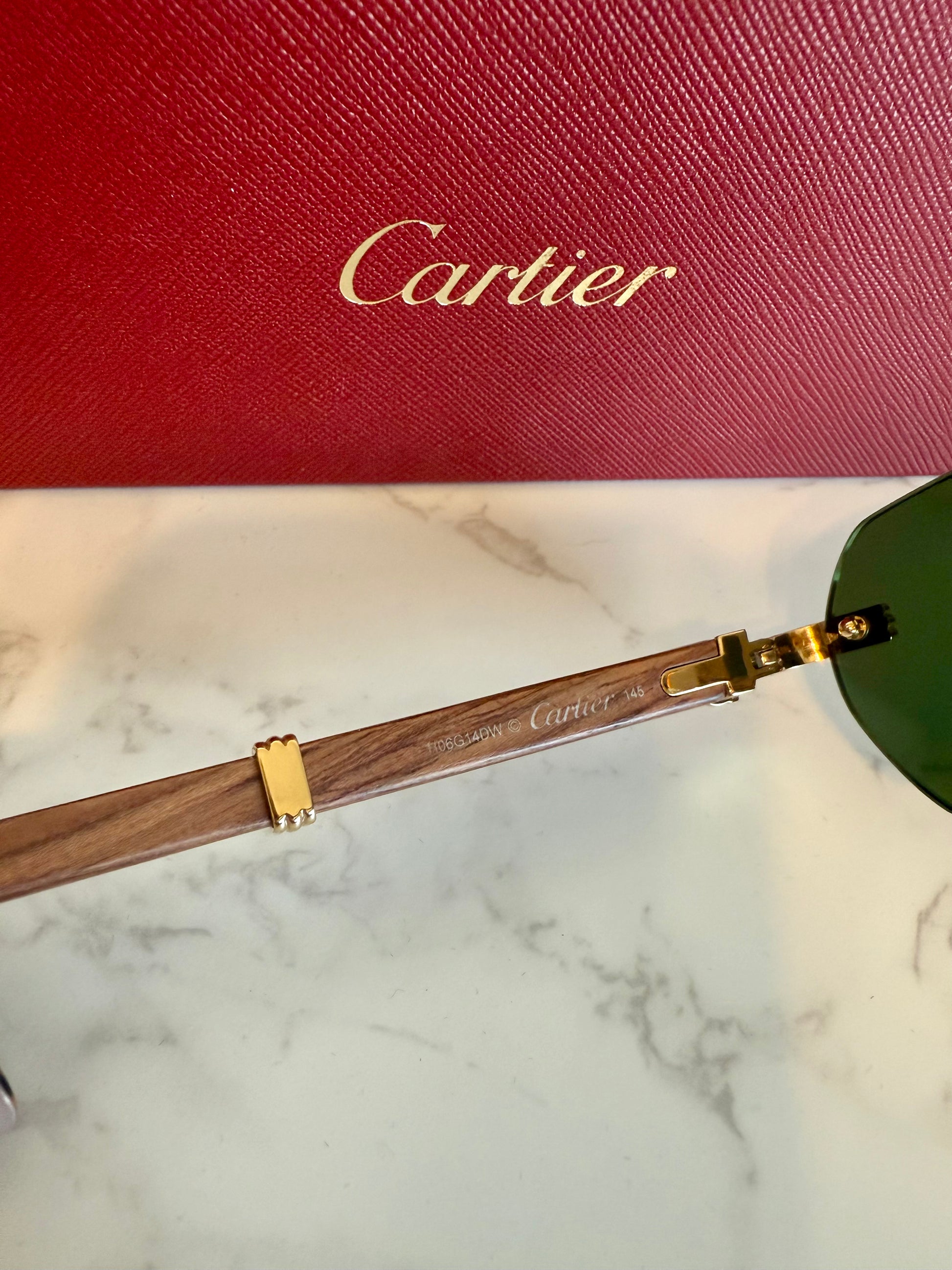 CARTIER CT0362S Premiere de Cartier Sunglasses Wood Gold Frame