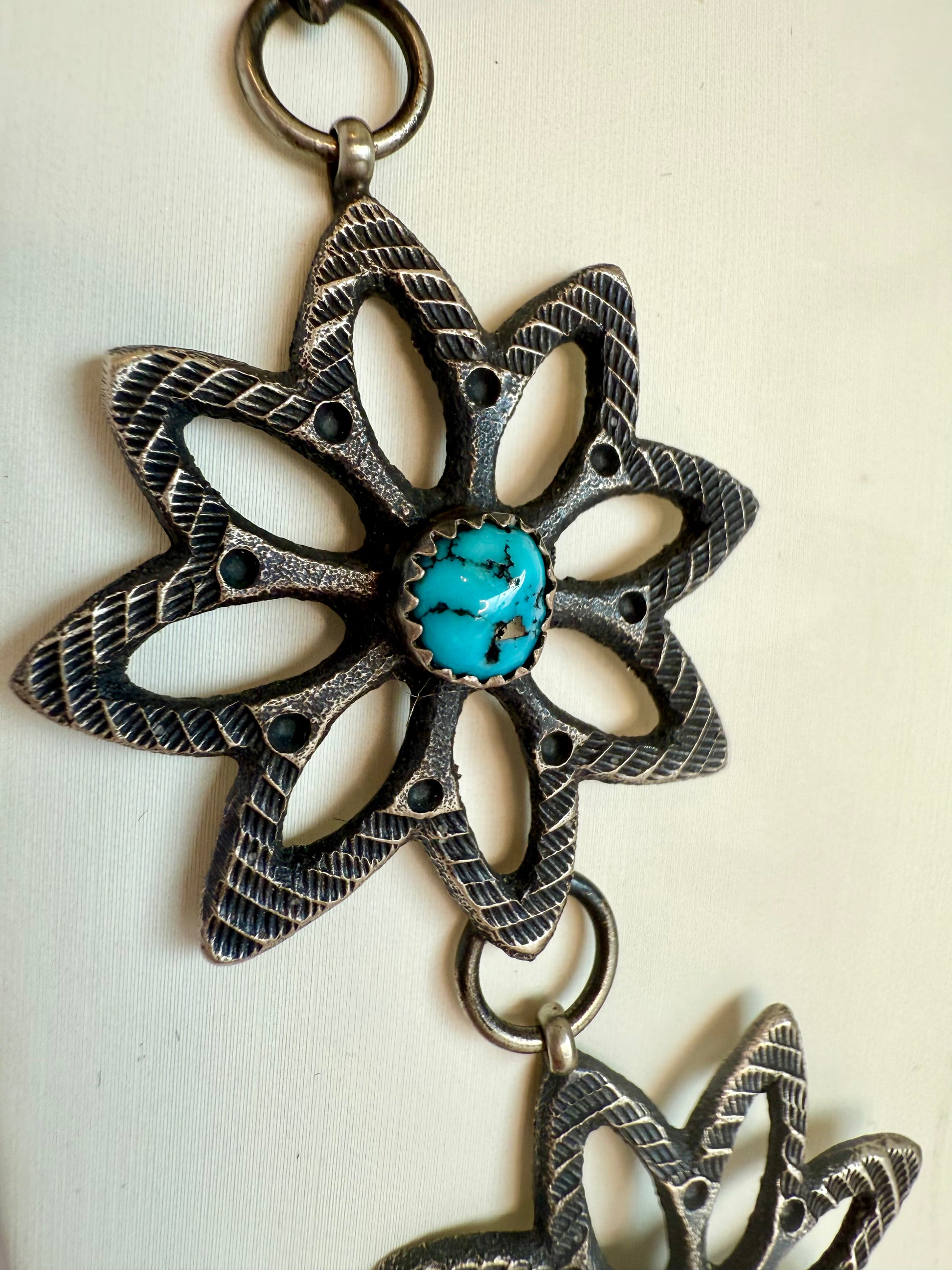 Navajo squash blossom sterling silver turquoise