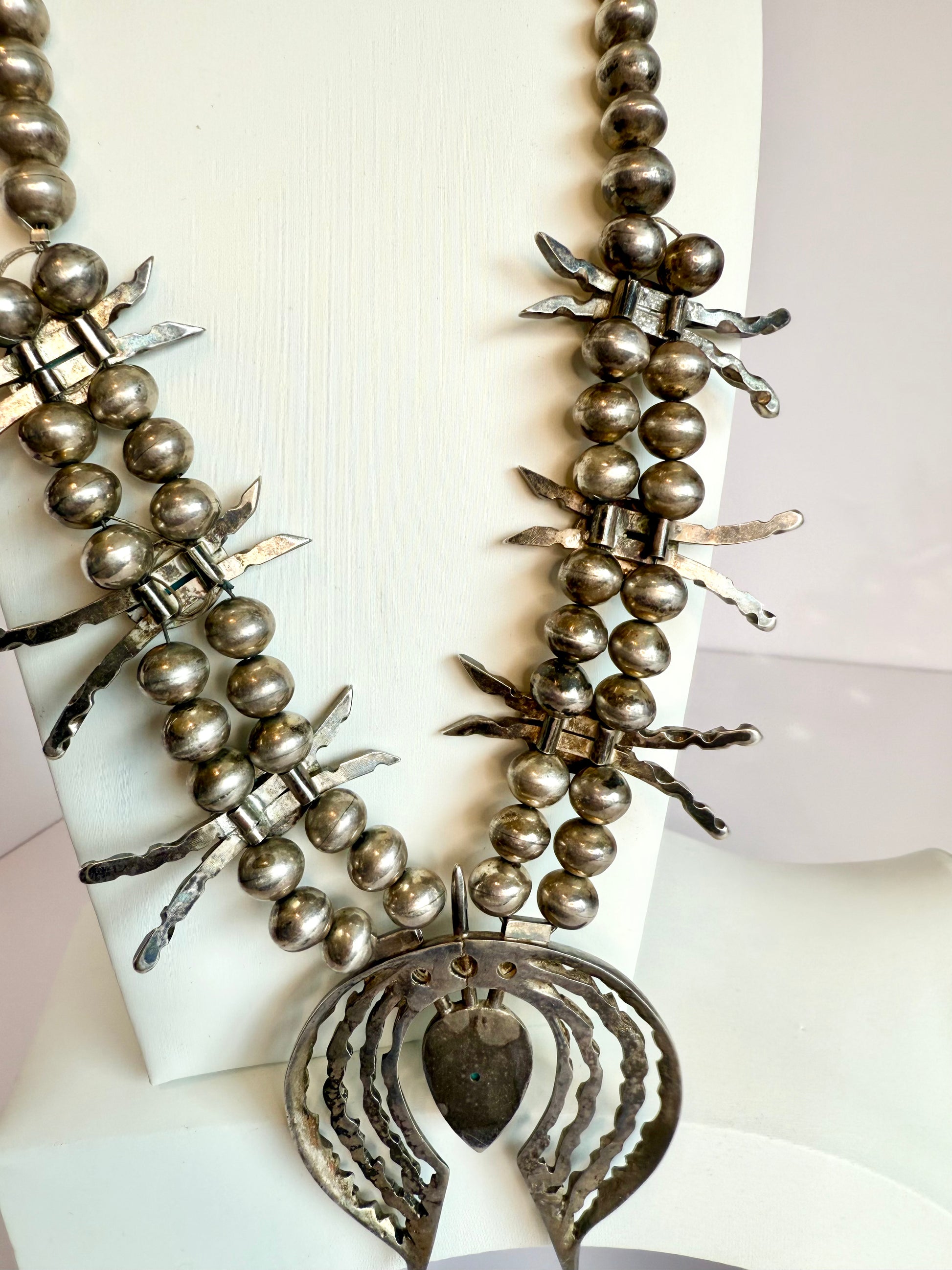 Navajo squash blossom sterling silver and turquoise