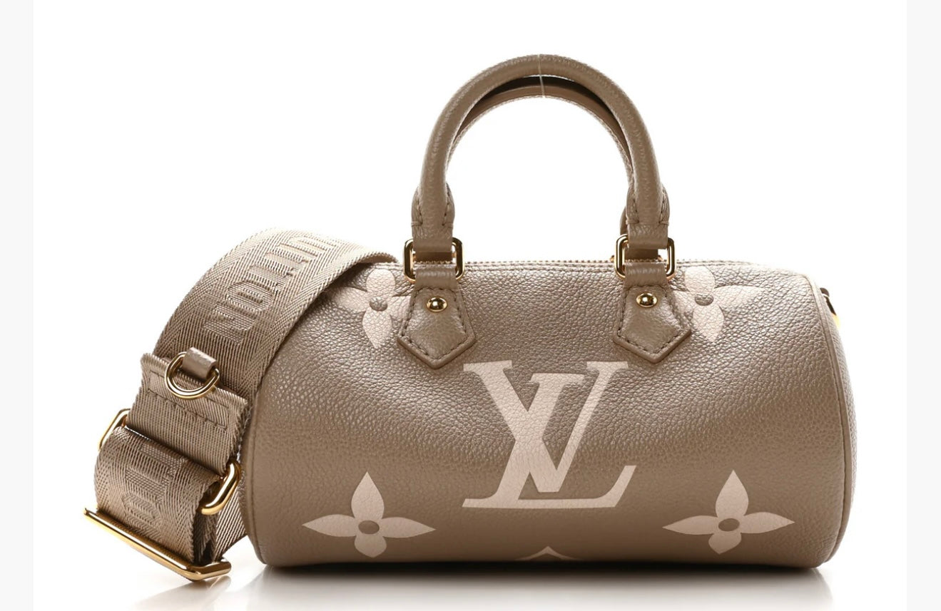LOUIS VUITTON Empreinte Monogram Giant Papillon BB Tourterelle Cream