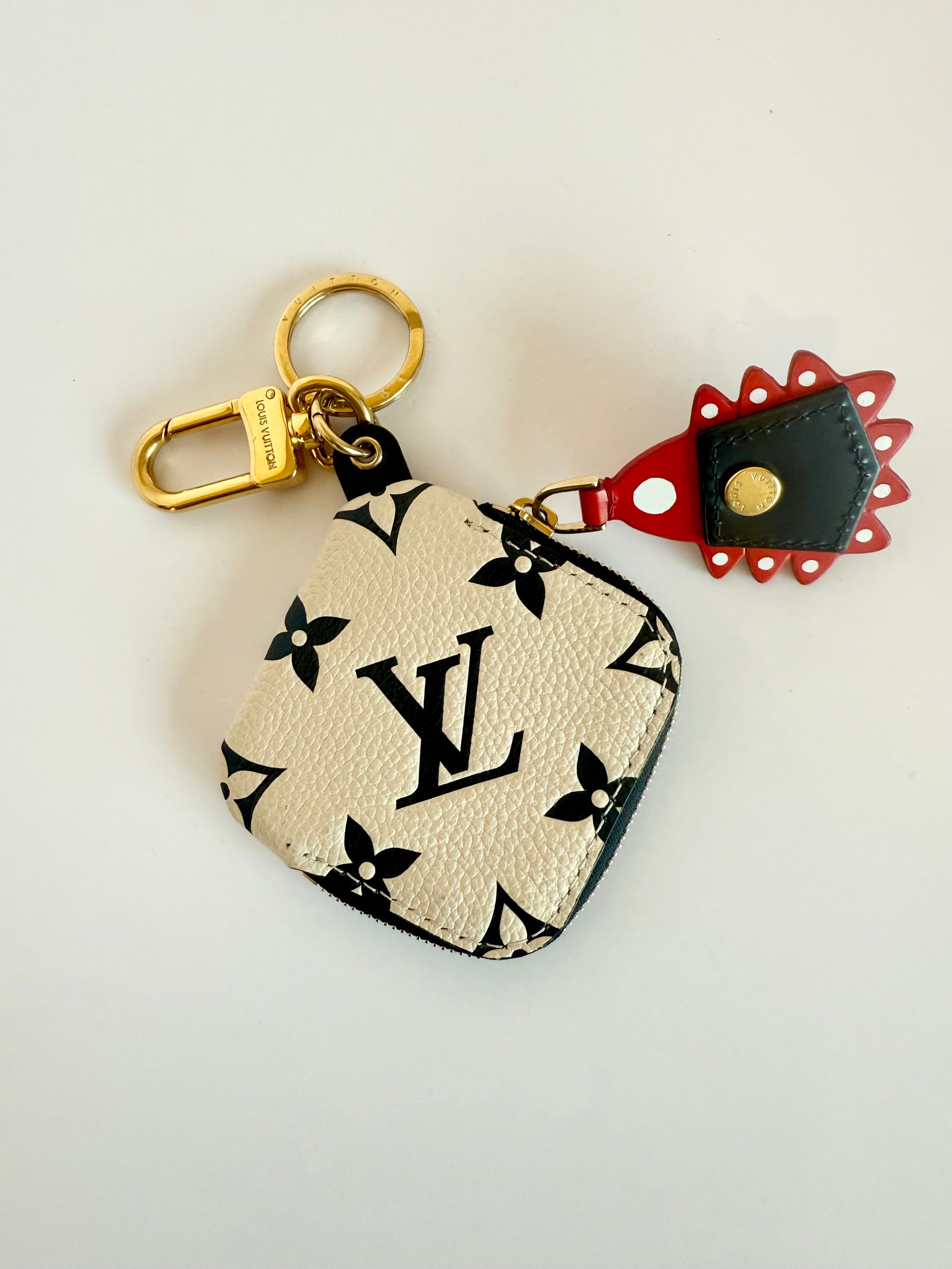 Empreinte Monogram Crafty Square Pouch Bag Charm Key Holder Creme Black