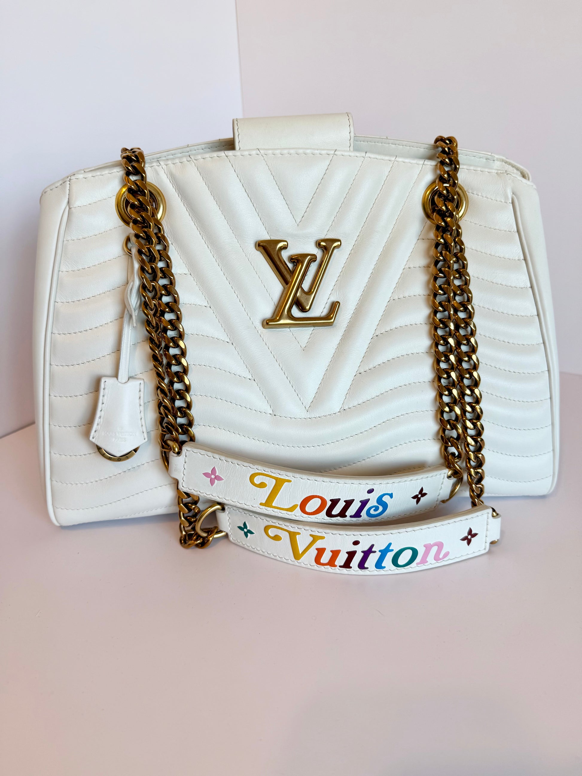 Louis Vuitton white new wave chain shoulder and crossbody bag