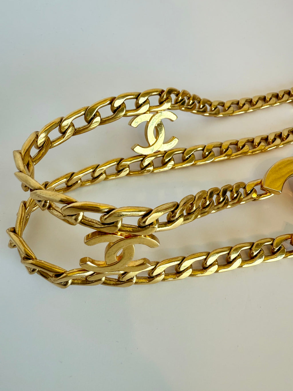 Chanel 1997 vintage rare double chain belt gold