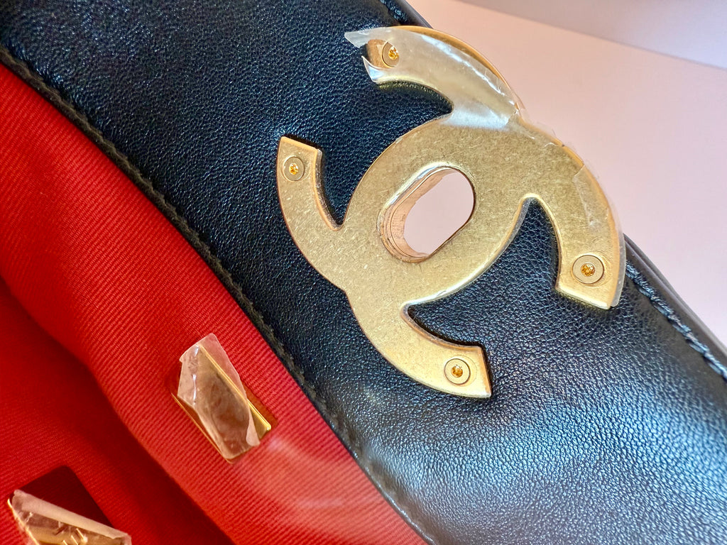 Chanel 19 quilted lamb leather vertical tote