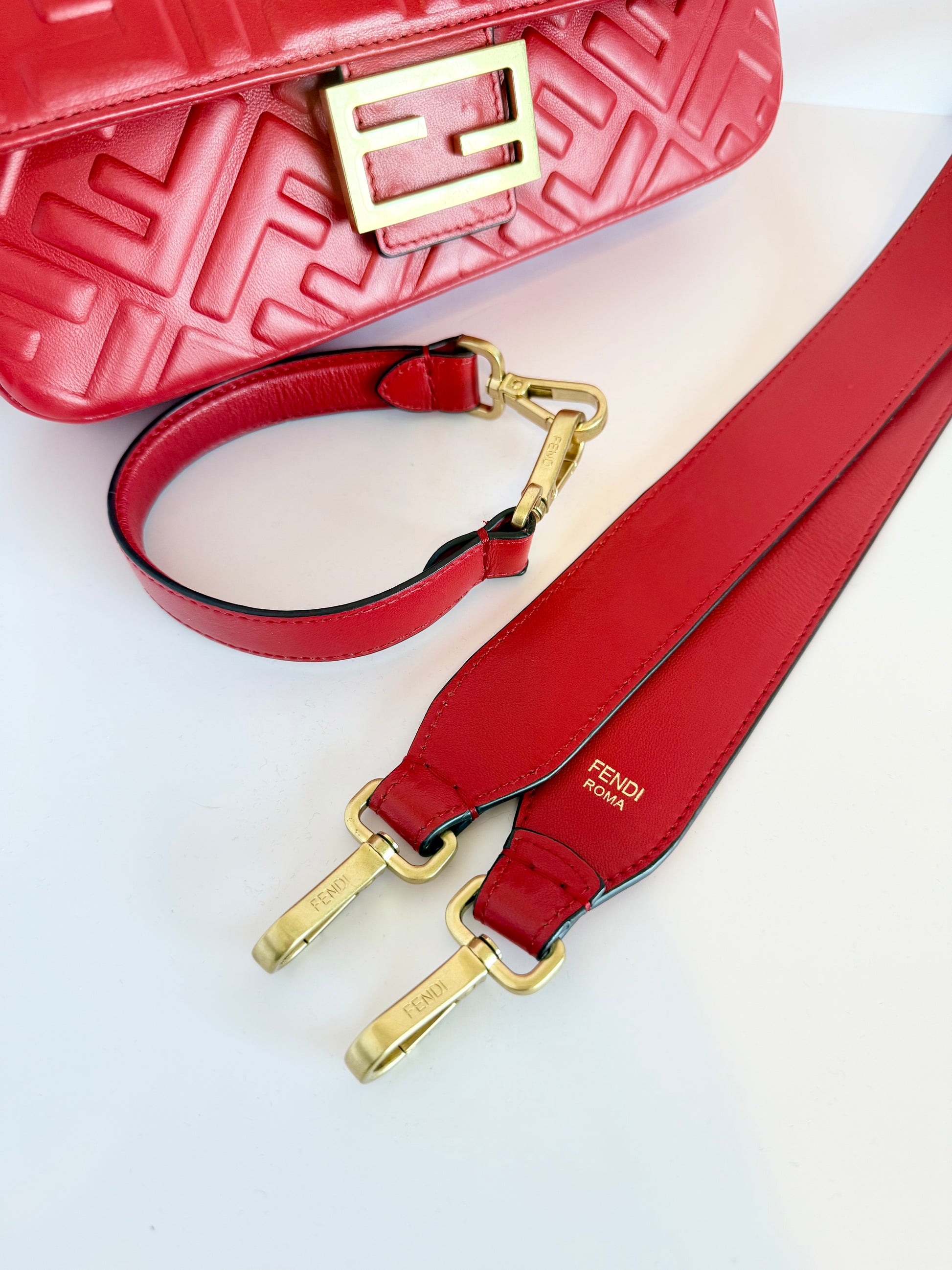 FENDI Napa embossed convertible baguette