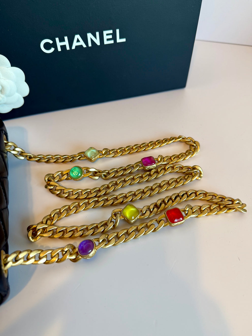 Chanel Lambskin Resin Quilted Mini Rectangular Pearl Samba Flap bag