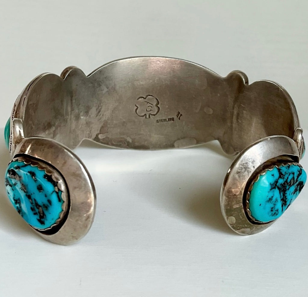 NAVAJO turquoise 1950 signed cuff
