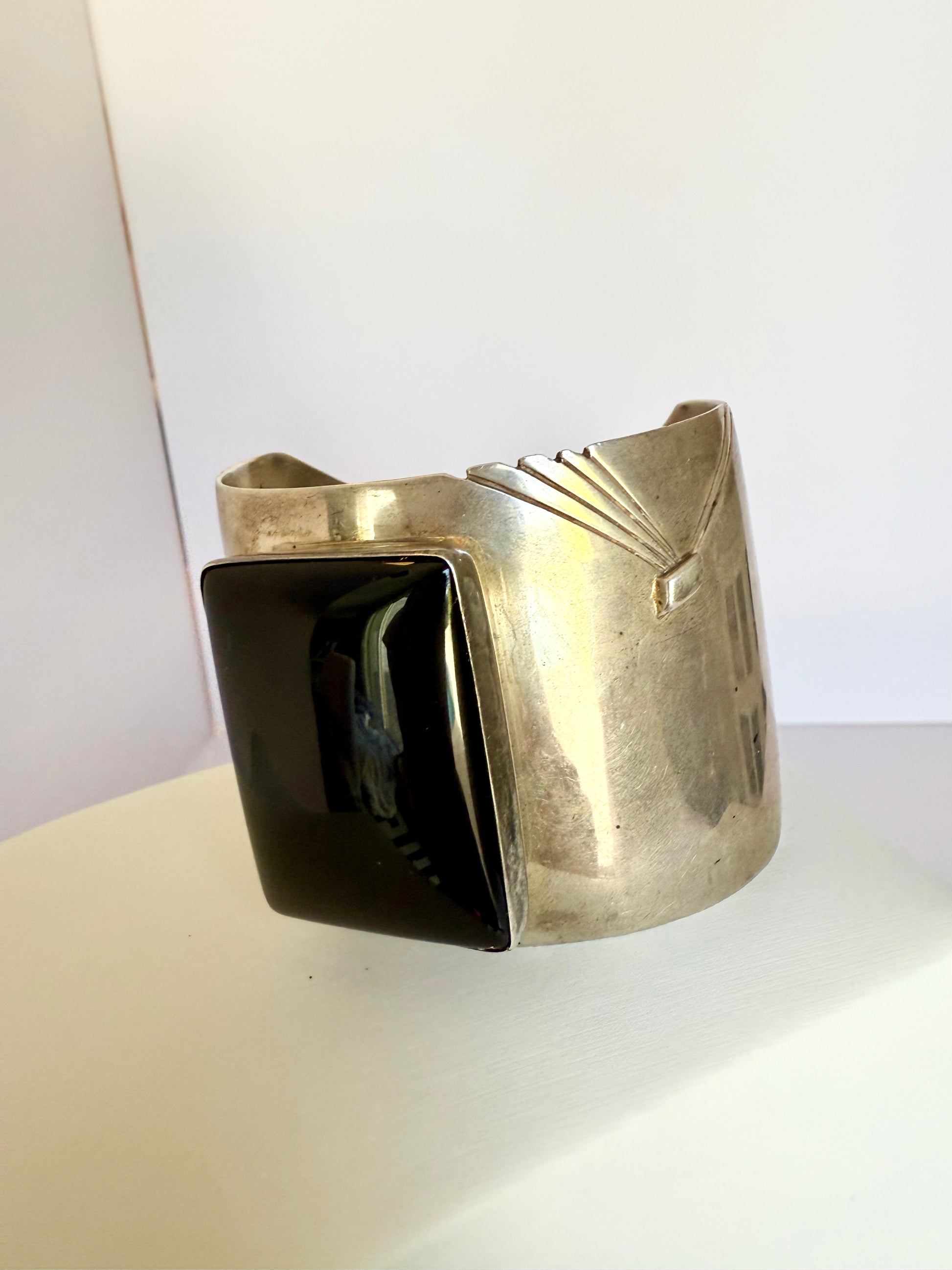 Black onyx and sterling silver cuff Navajo