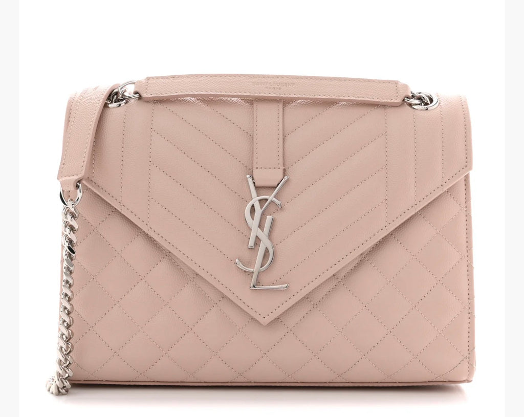 Grain De Poudre Textured Mixed Matelasse Medium Triquilt Monogram Satchel Marble Pink