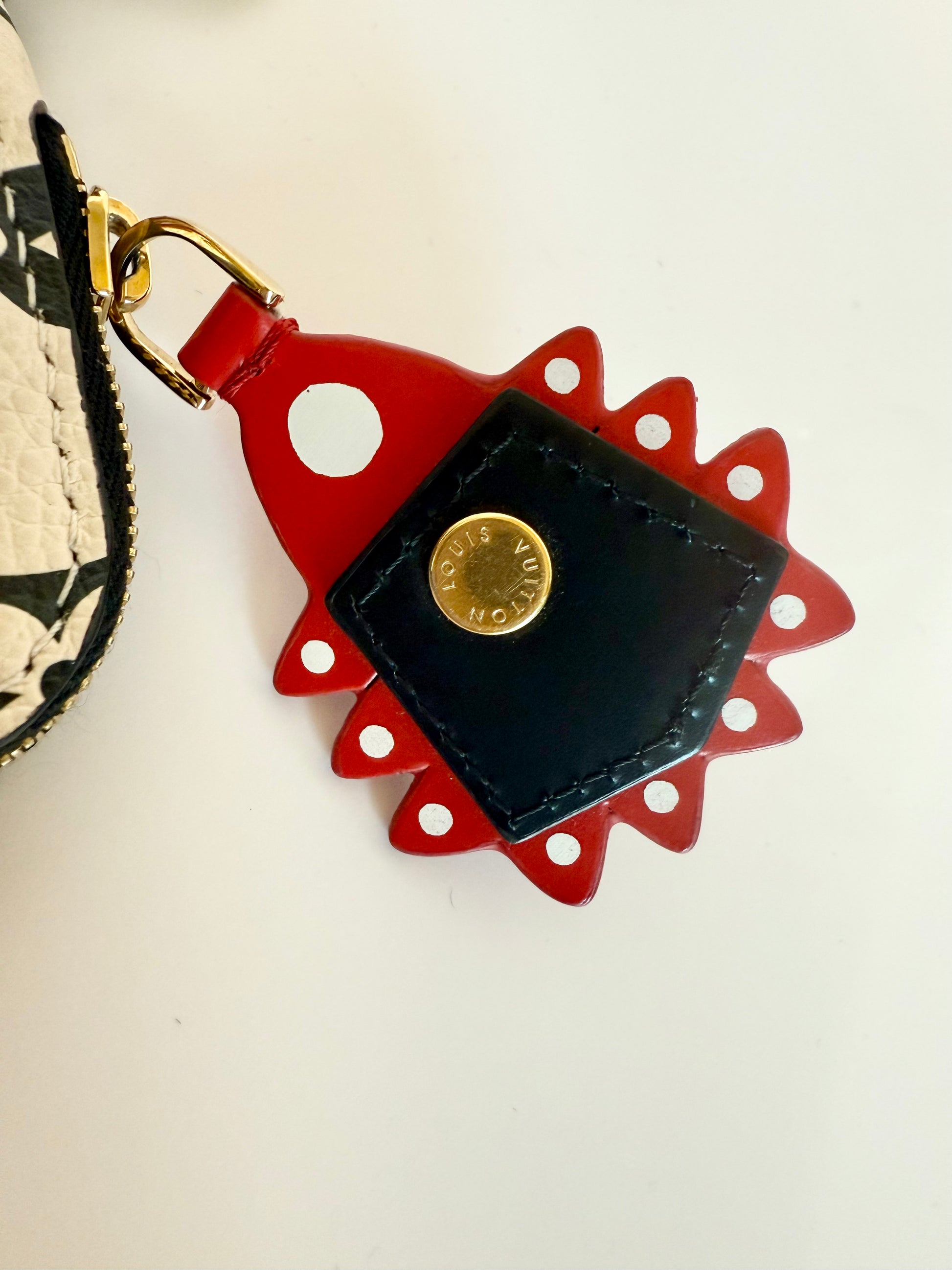 Empreinte Monogram Crafty Square Pouch Bag Charm Key Holder Creme Black