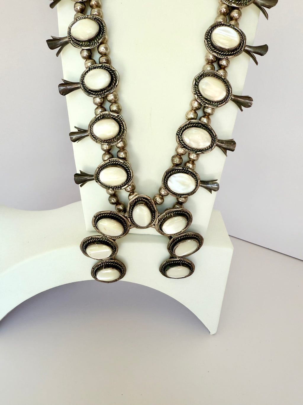 Navajo squash blossom sterling silver mother of pearl