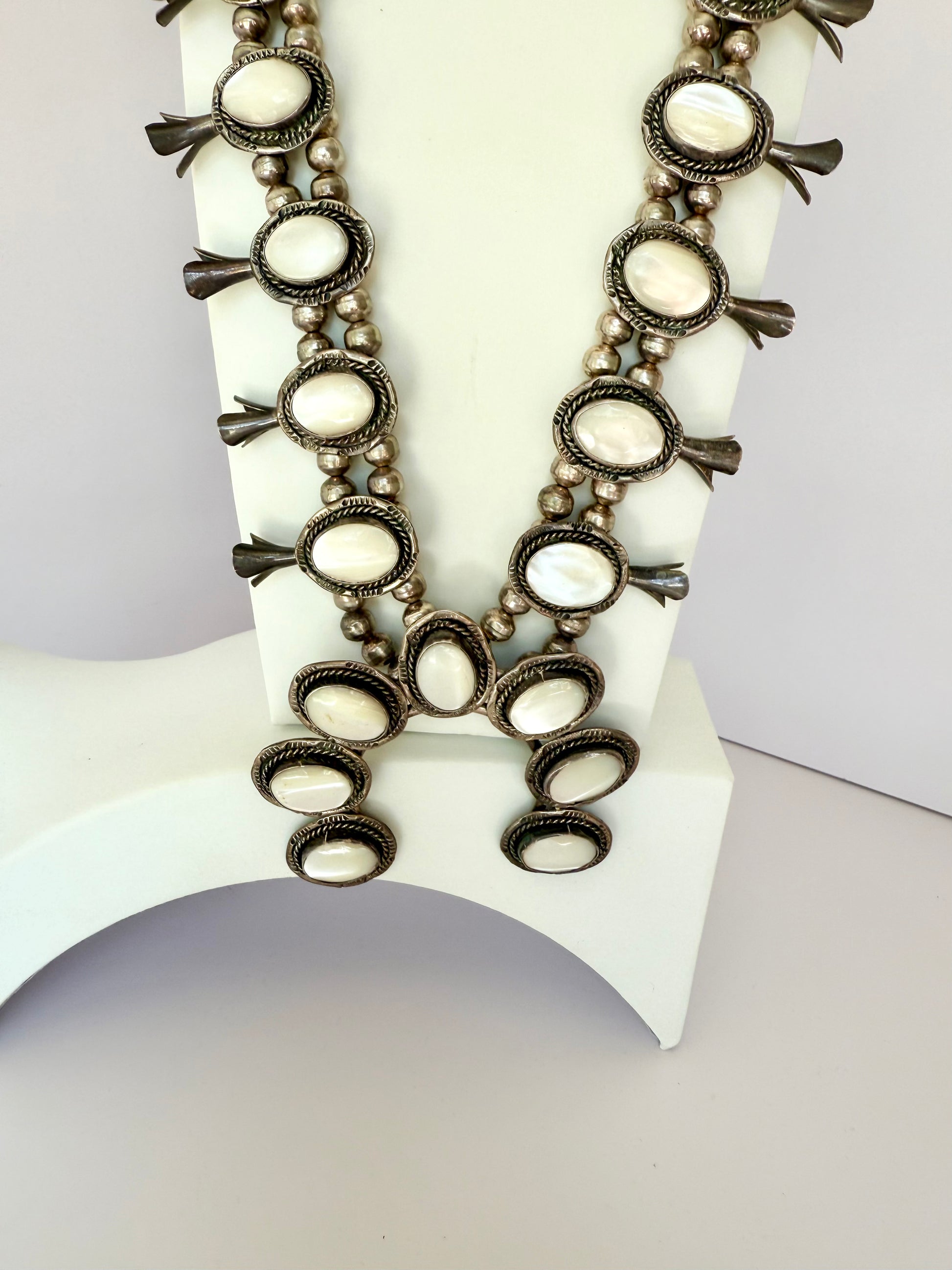 Navajo squash blossom sterling silver mother of pearl