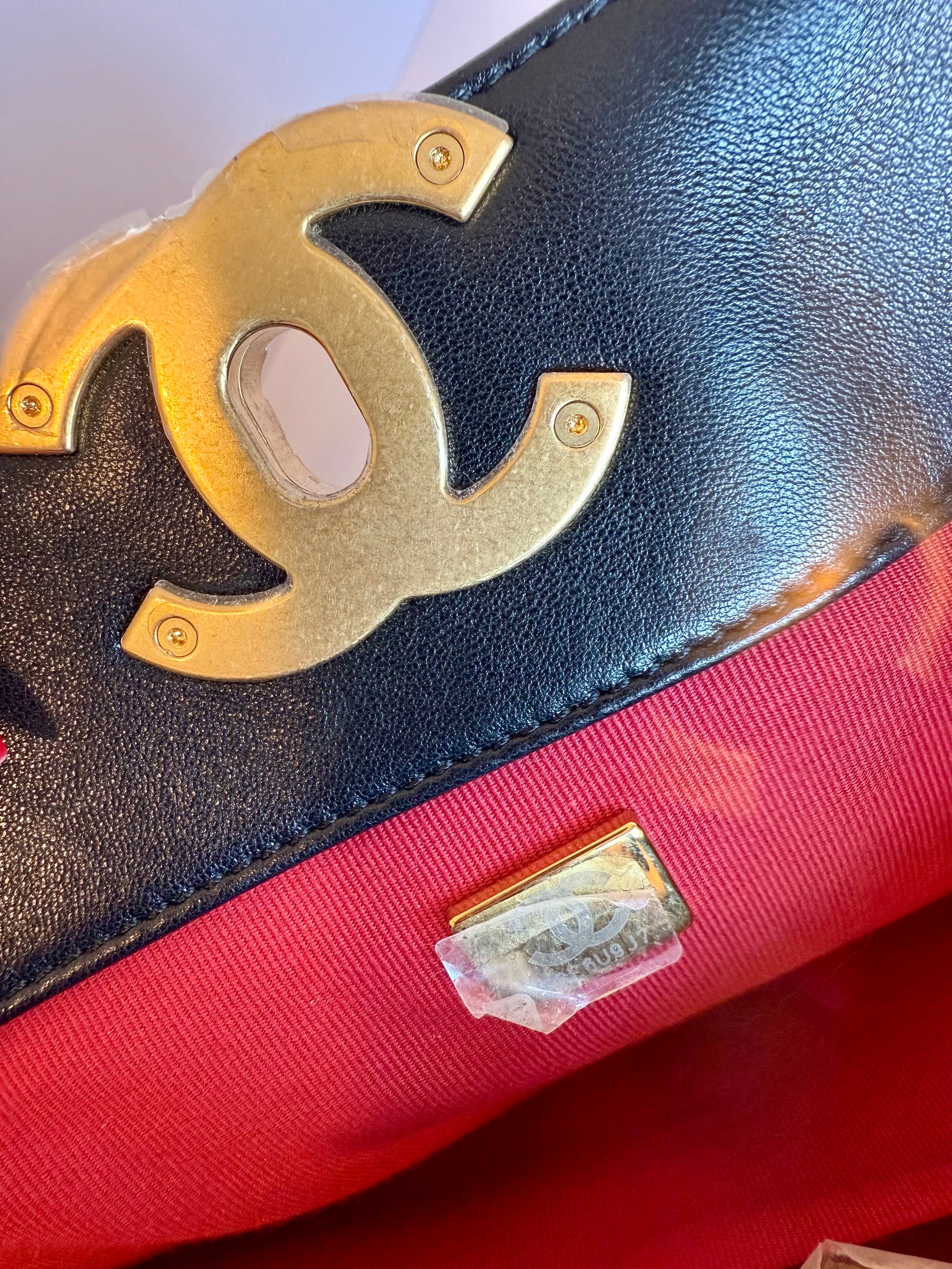 Chanel 19 quilted lamb leather vertical tote
