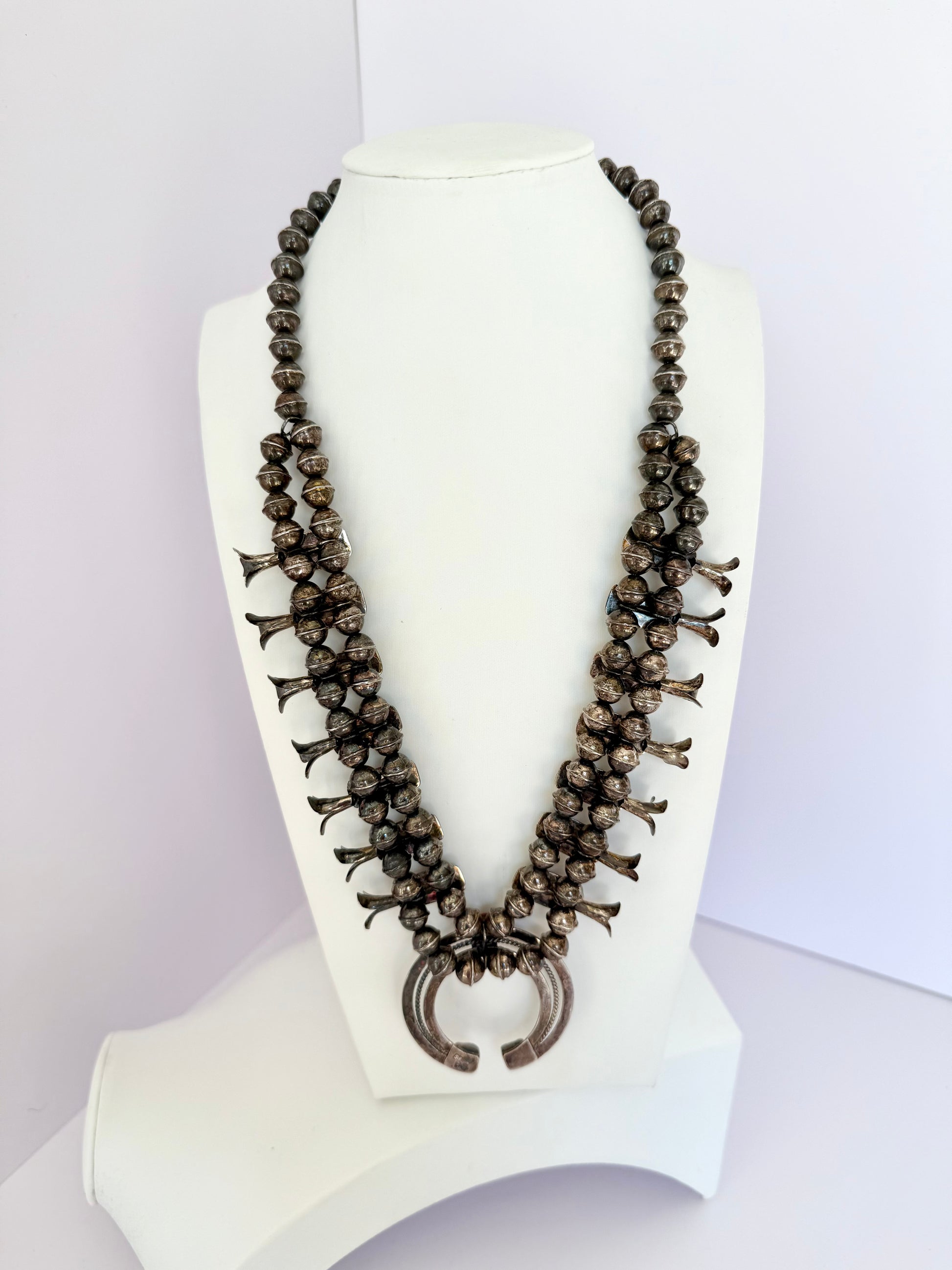 Navajo squash blossom sterling silver coral