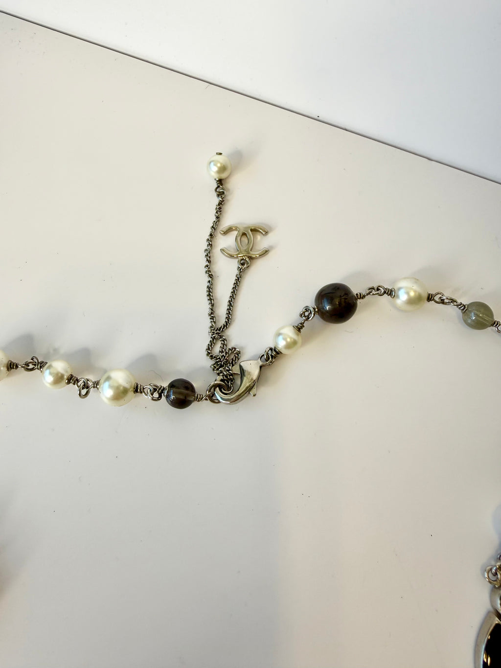 Chanel necklace silver tone CC