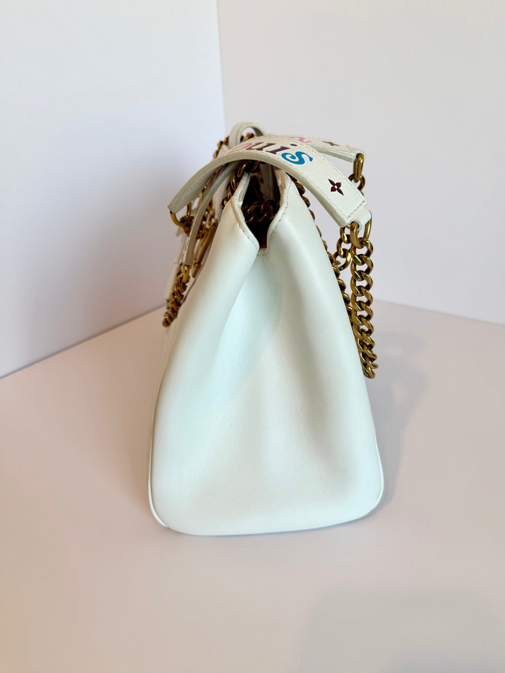Louis Vuitton white new wave chain shoulder and crossbody bag
