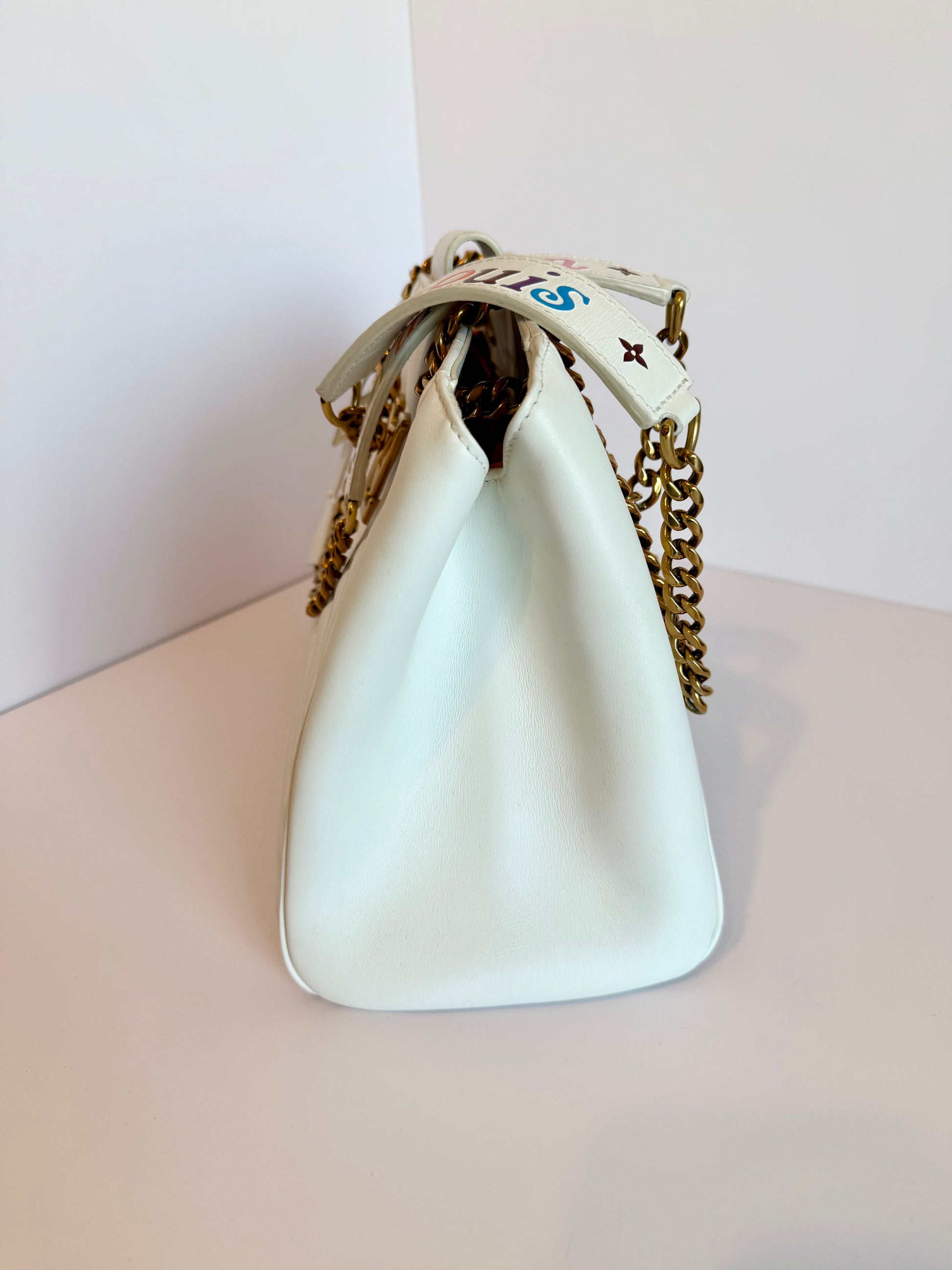 Louis Vuitton white new wave chain shoulder and crossbody bag