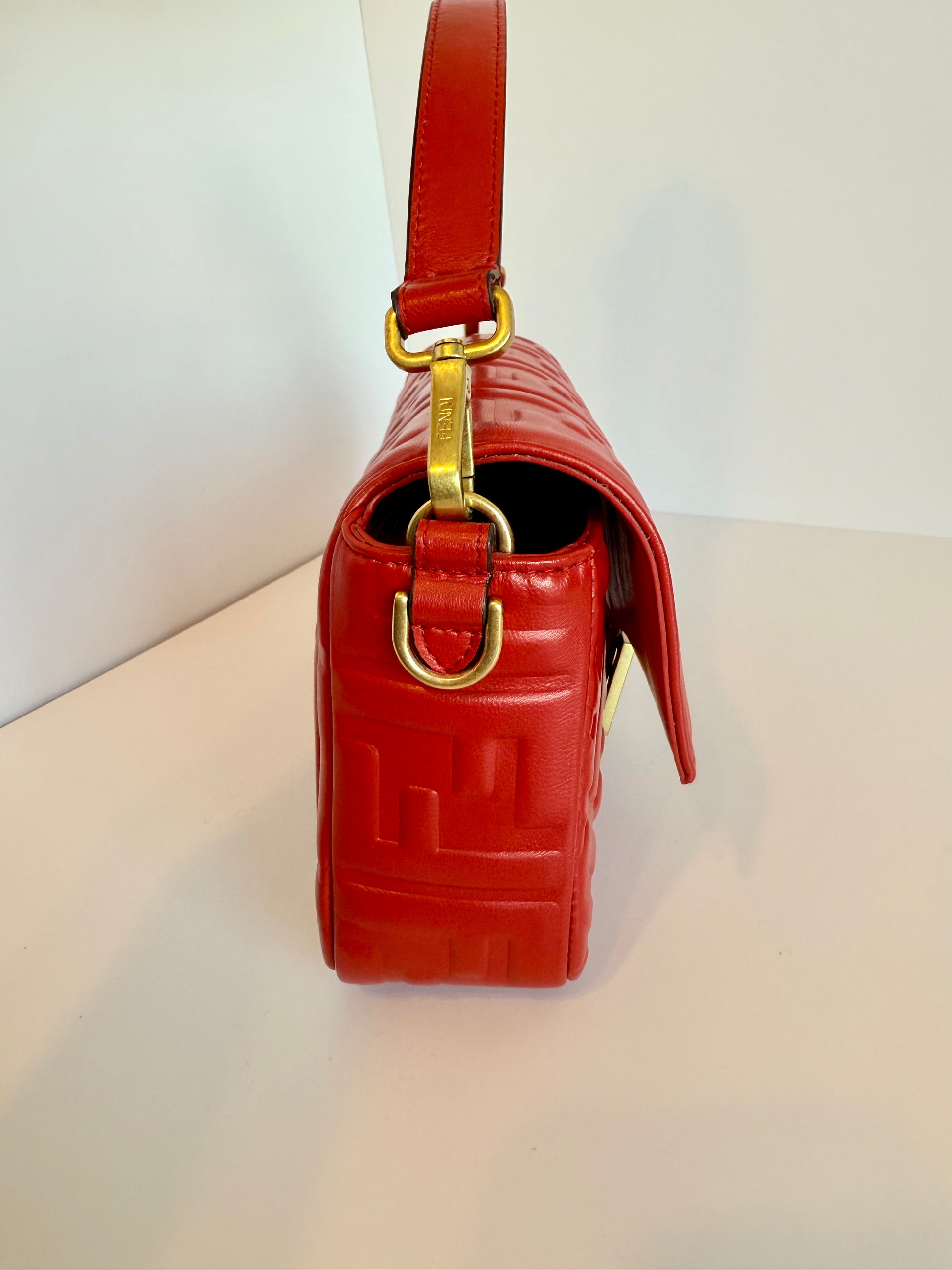 FENDI Napa embossed convertible baguette