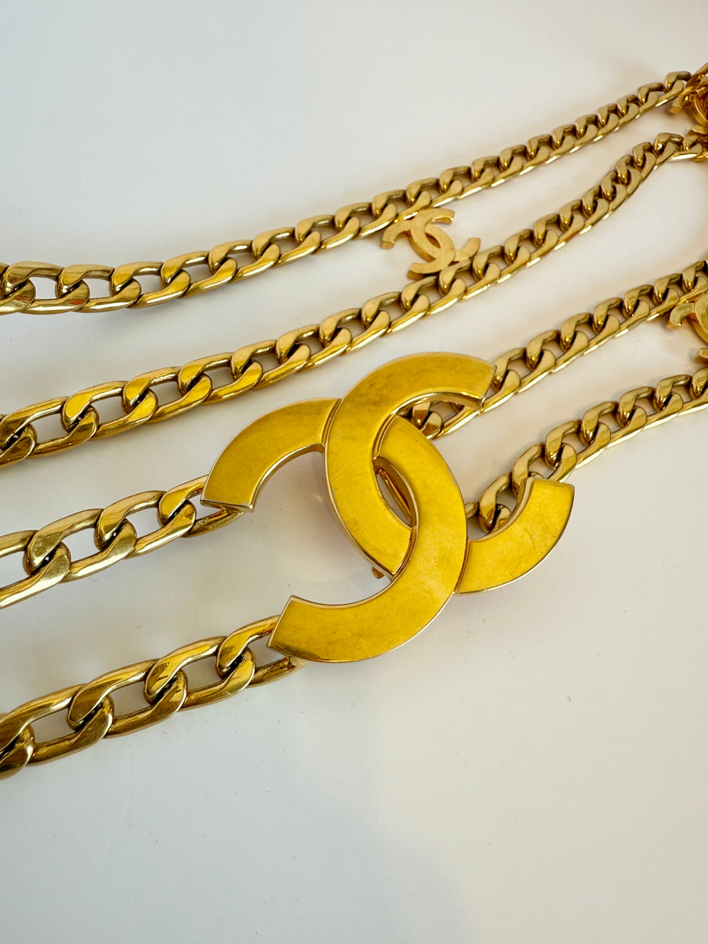 Chanel 1997 vintage rare double chain belt gold
