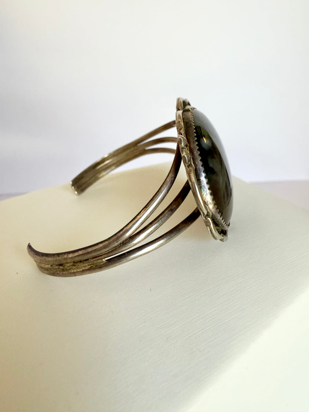 Navajo Sterling silver petrified wood bracelet