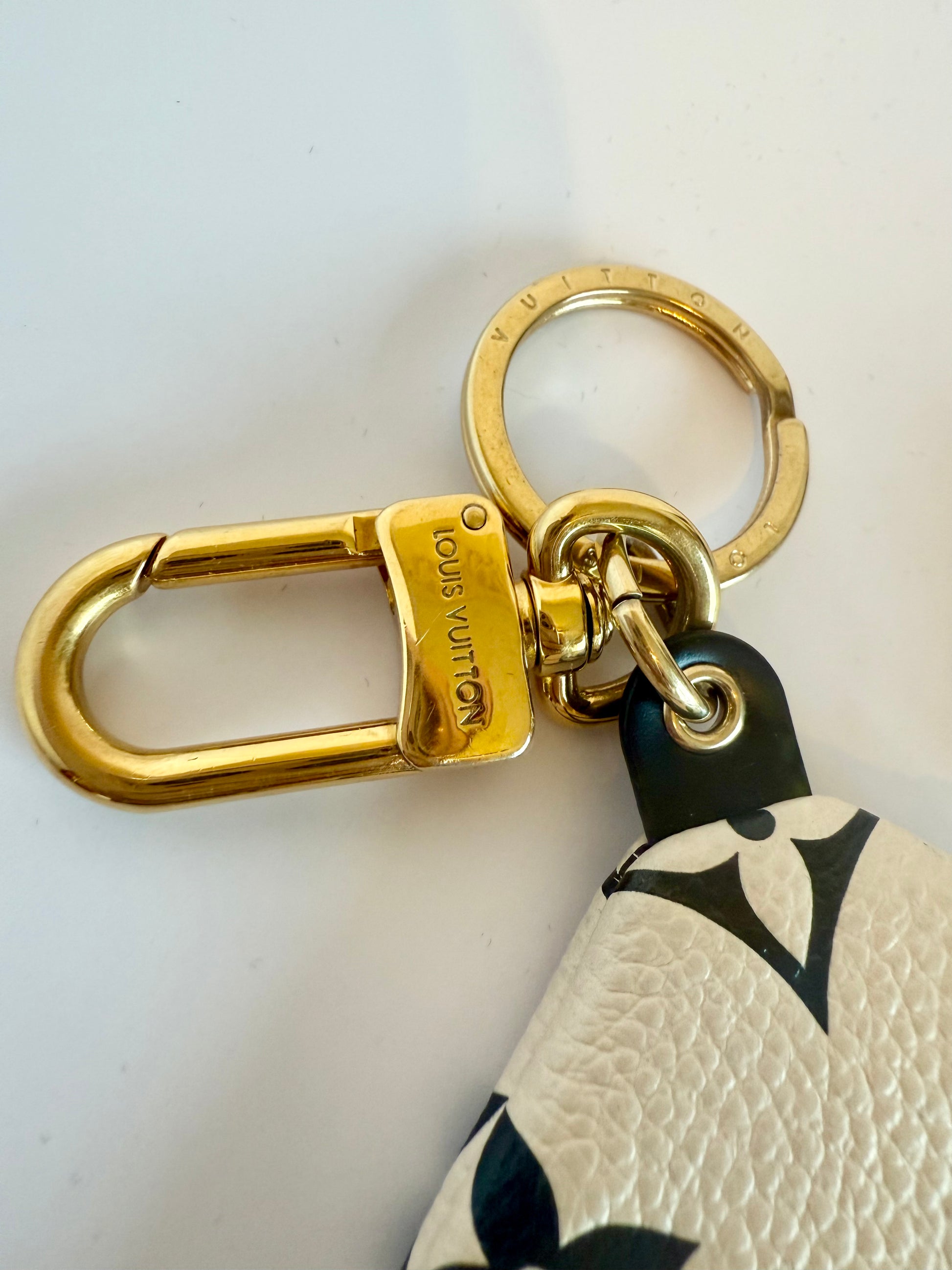 Empreinte Monogram Crafty Square Pouch Bag Charm Key Holder Creme Black