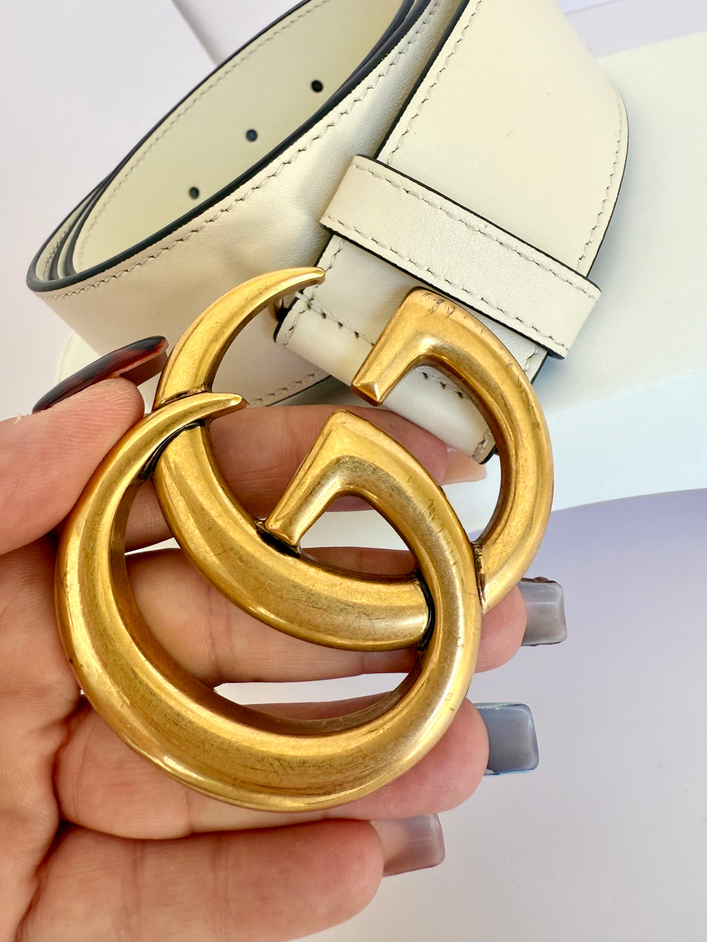 Gucci cream belt size 90•36