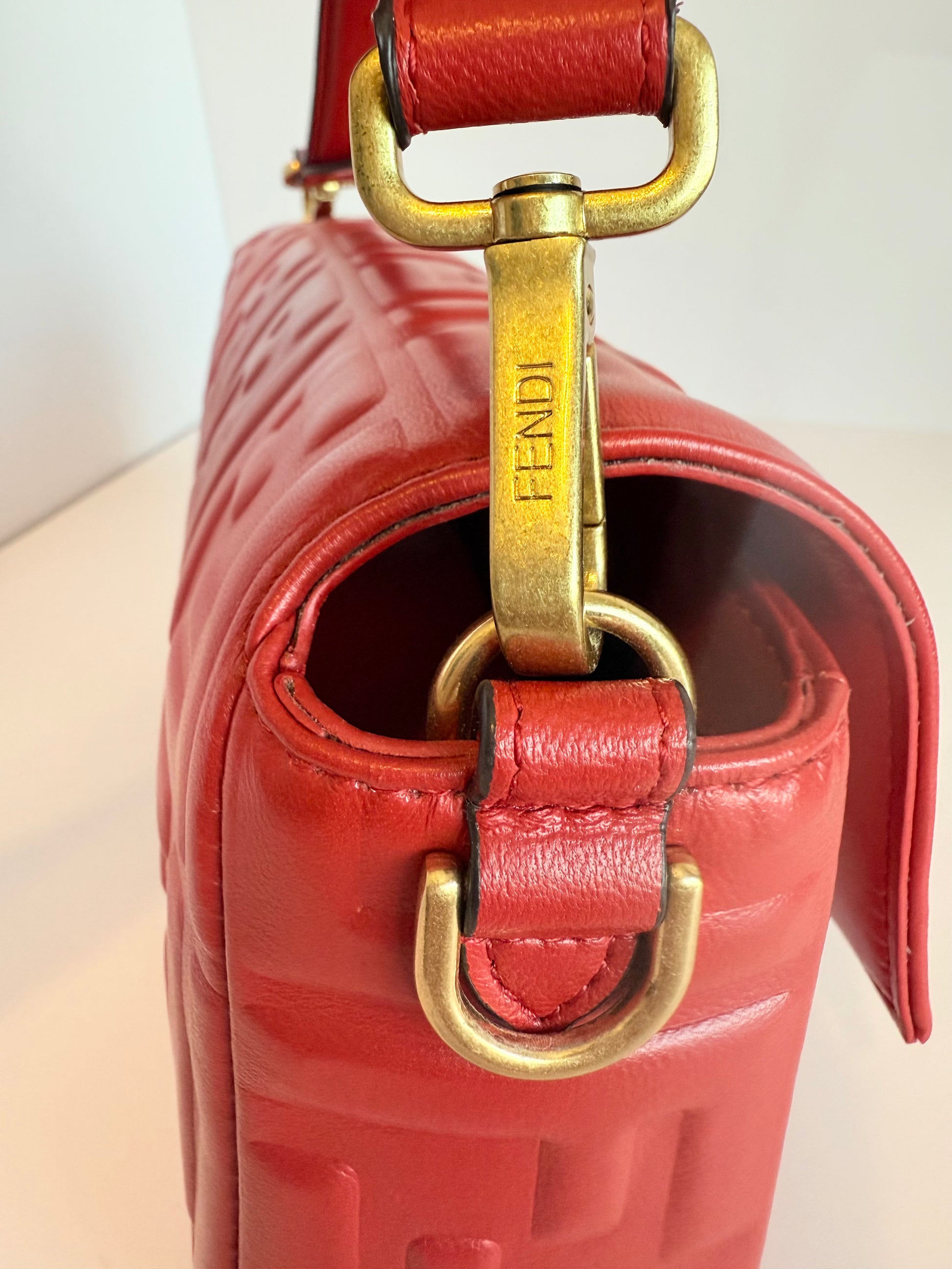 FENDI Napa embossed convertible baguette