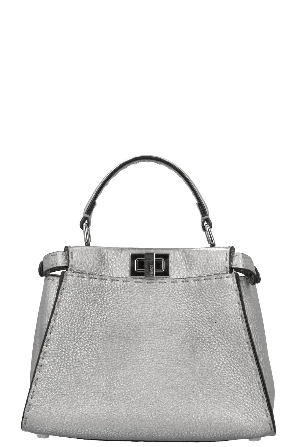 Fendi Selleria Peekaboo Bag Leather Mini - Silver Metallic - NIDHALHAUS