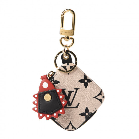 Empreinte Monogram Crafty Square Pouch Bag Charm Key Holder Creme Black