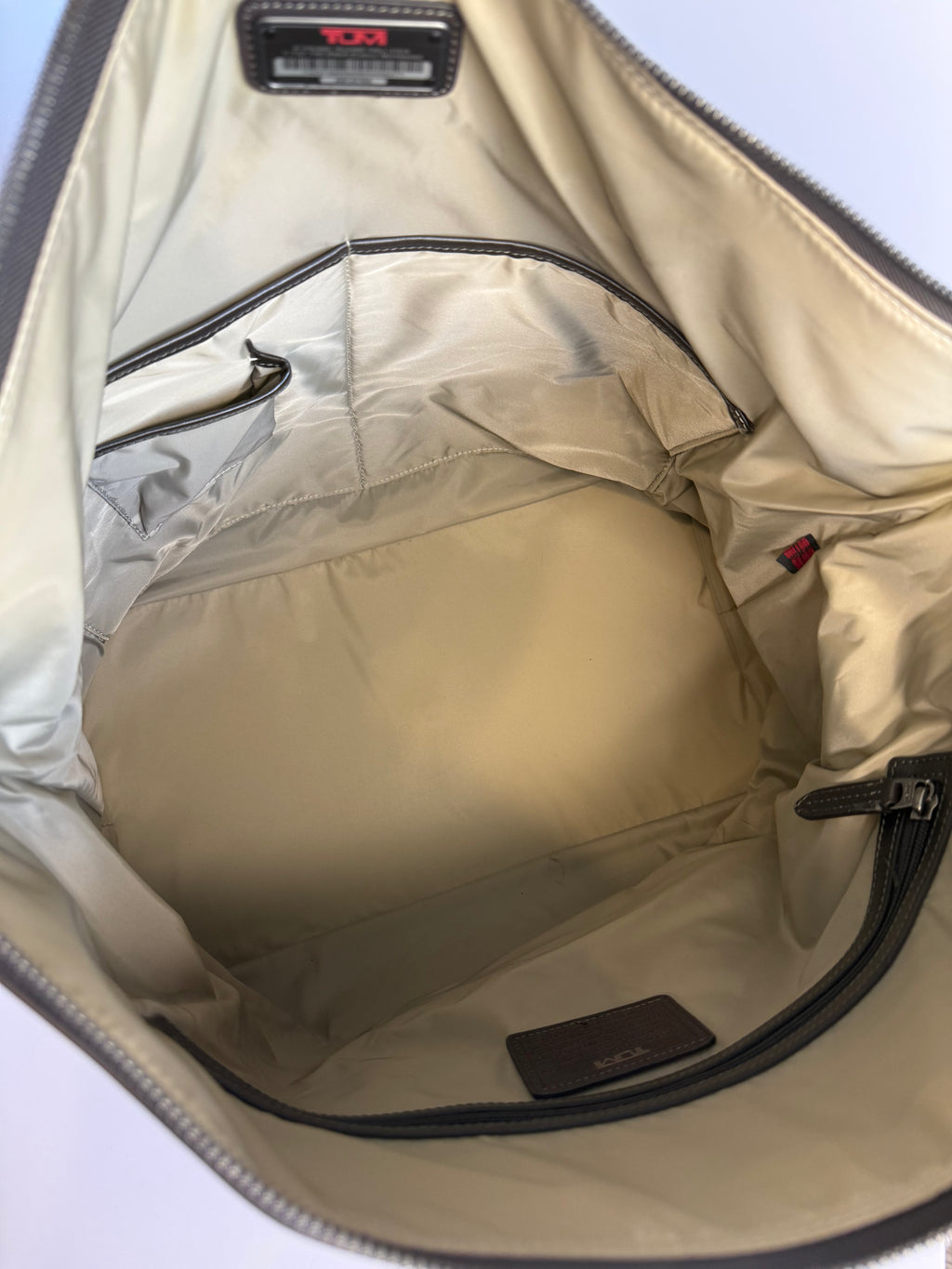 TUMI overnight bag with leather trim