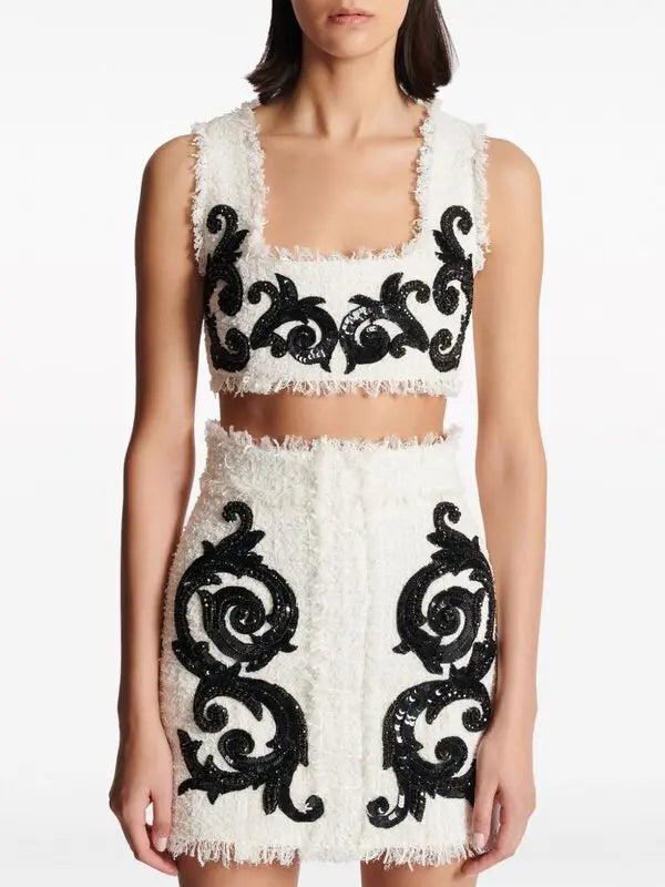 Balmain baroque tweed skirt