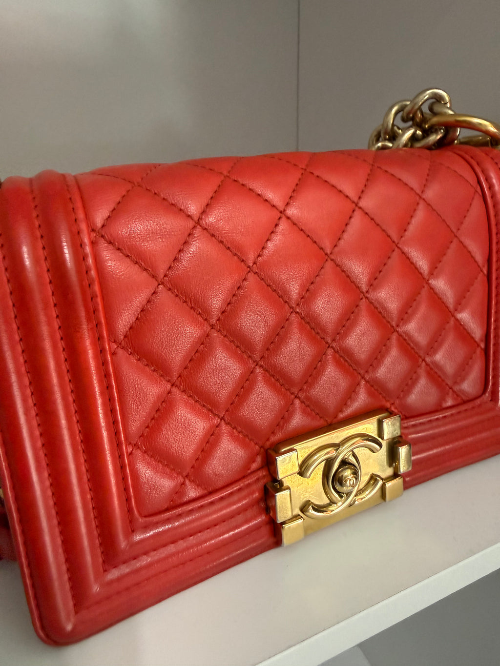 Chanel small boy with gold hardware
