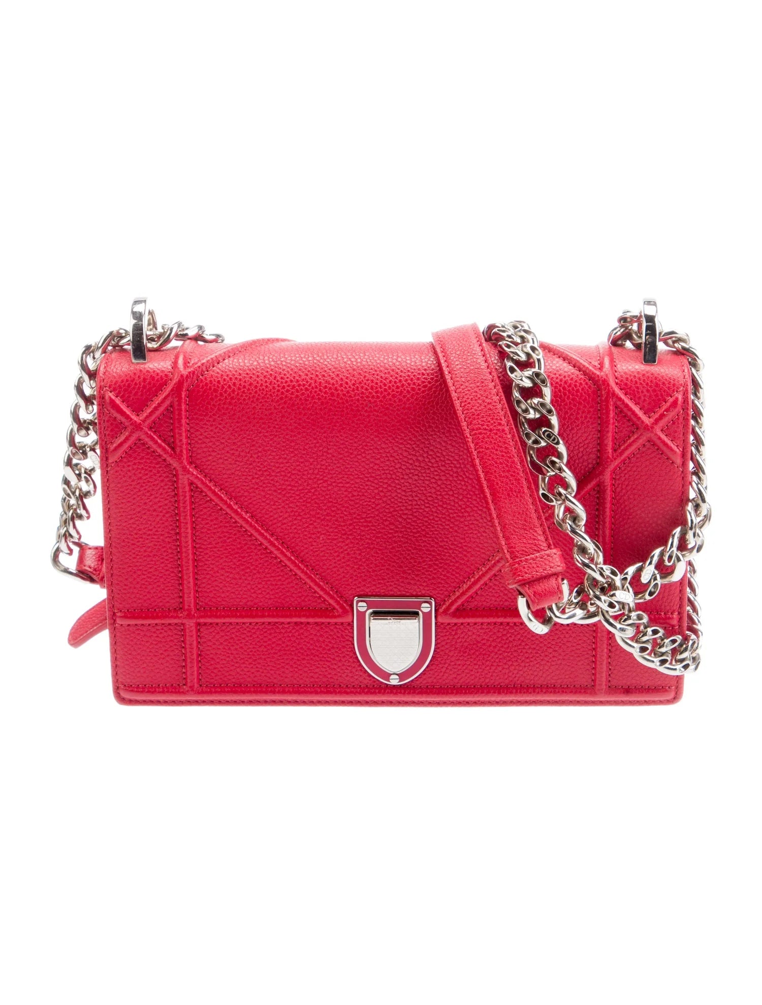 Christian Dior Small Diorama Flap Bag in red grained calfskin