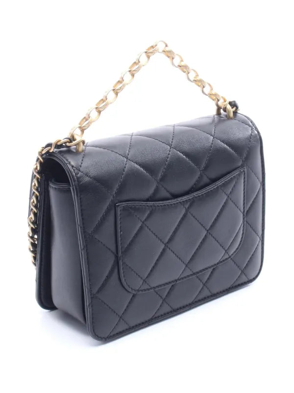 Chanel Quilted Calfskin Onyx Pearl Mini Flap Bag