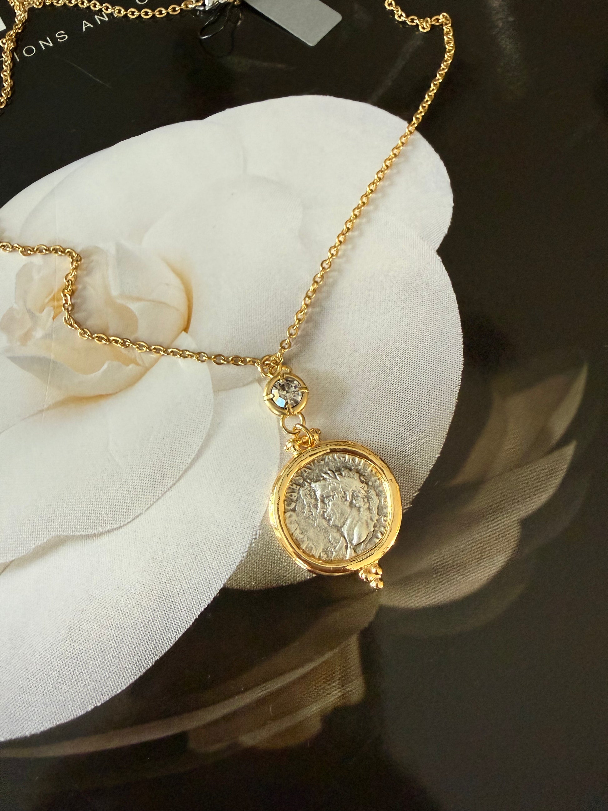 Greek coin necklace non tarnish