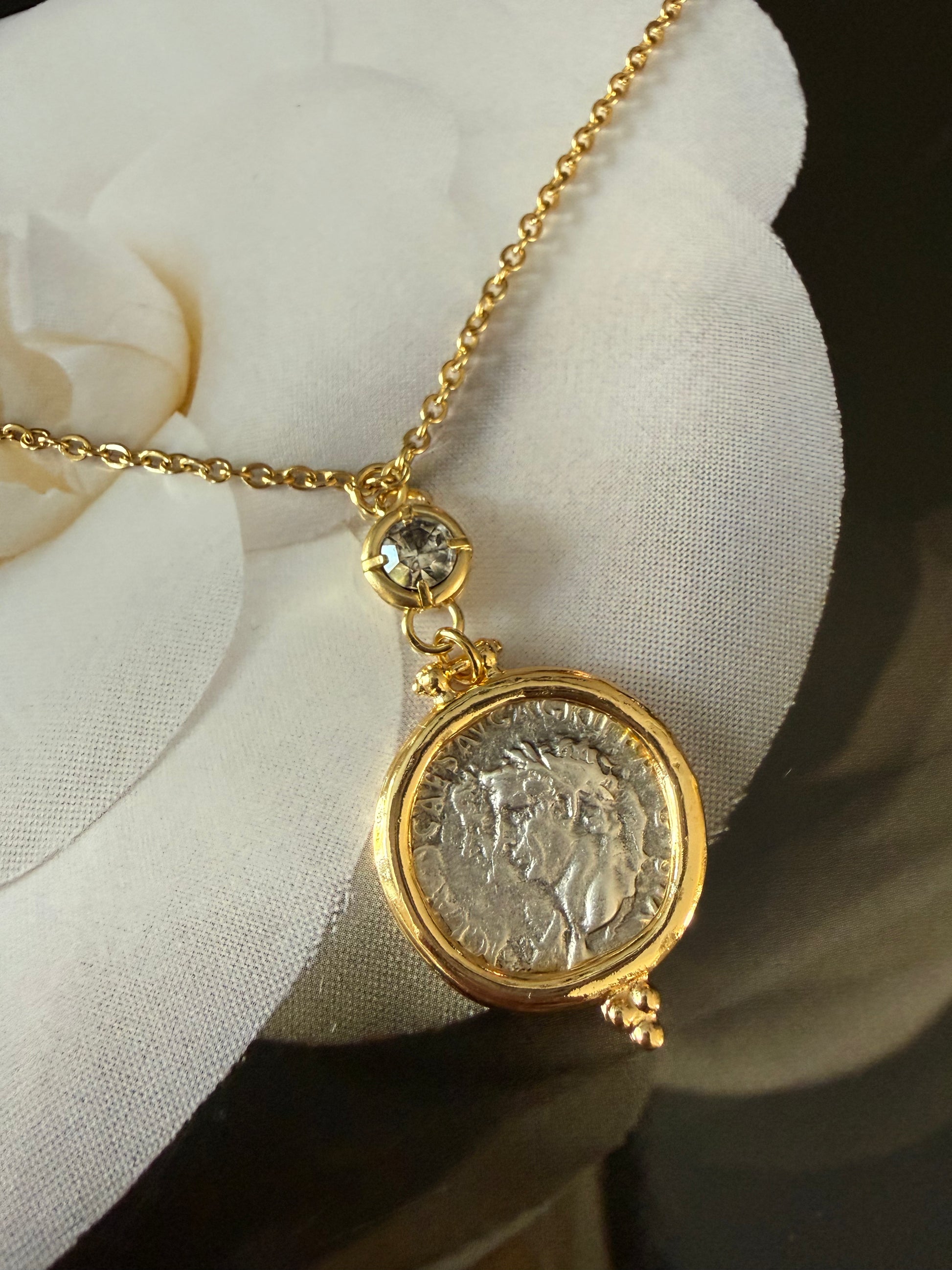 Greek coin necklace non tarnish
