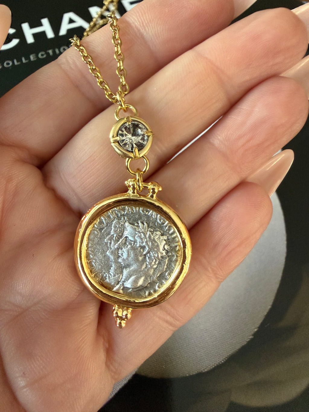 Greek coin necklace non tarnish