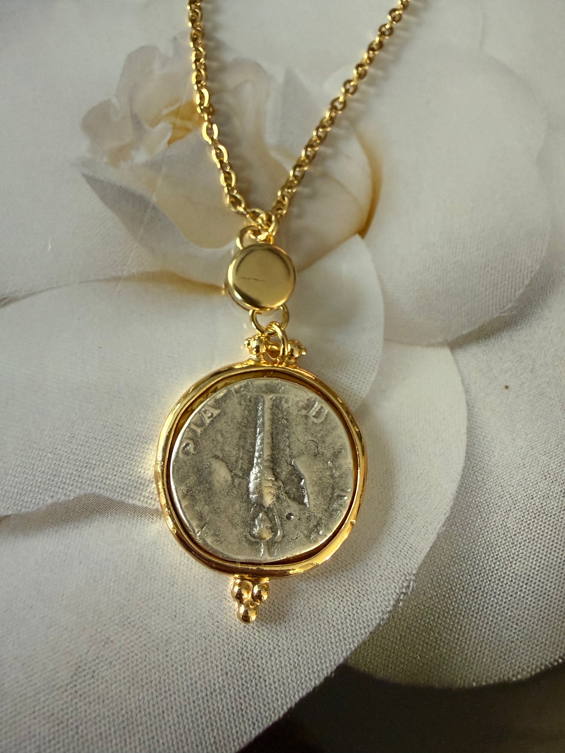 Greek coin necklace non tarnish