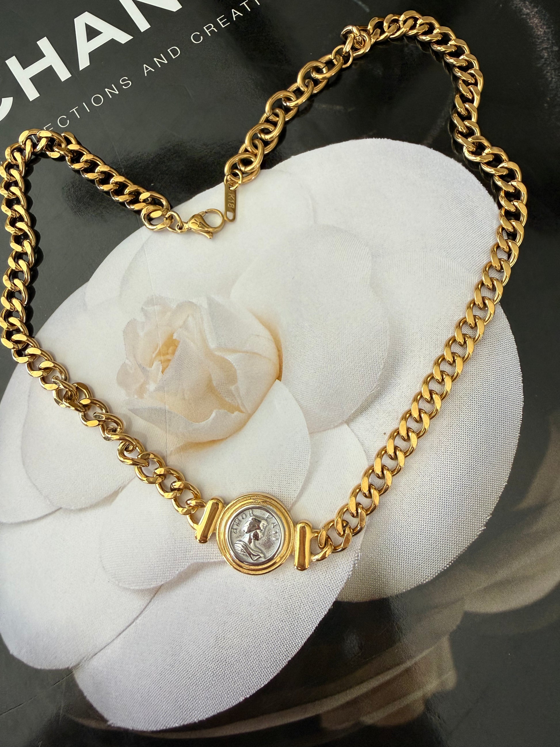 18k gold plated non tarnish coin pendant necklace