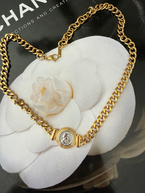 18k gold plated non tarnish coin pendant necklace