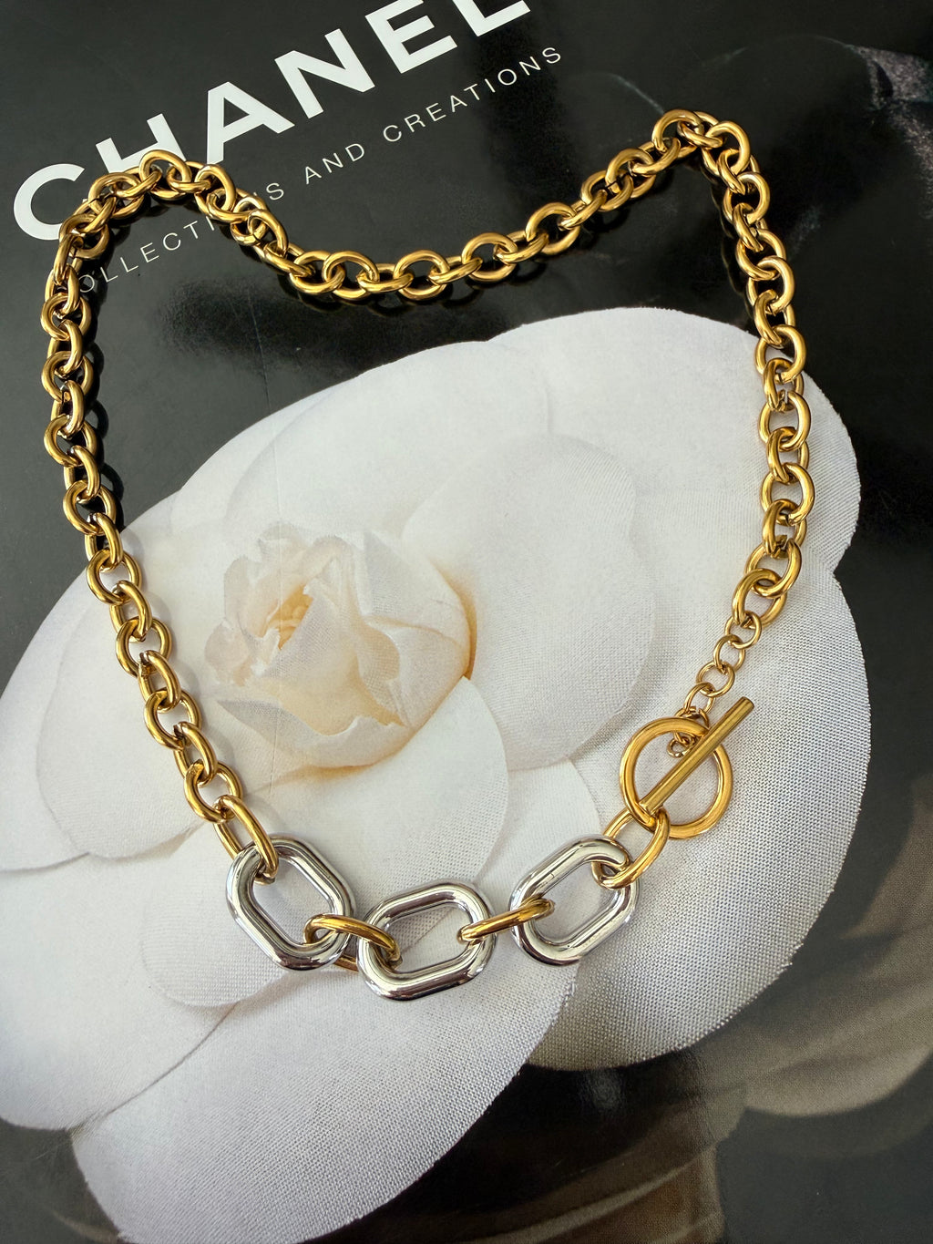 18k gold plated two-tone non-tarnish chain