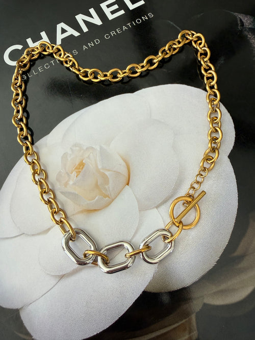 18k gold plated two-tone non-tarnish chain