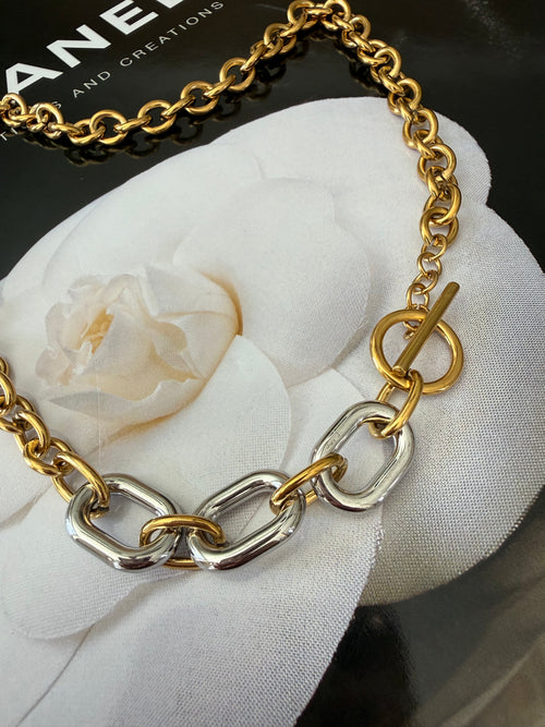 18k gold plated two-tone non-tarnish chain