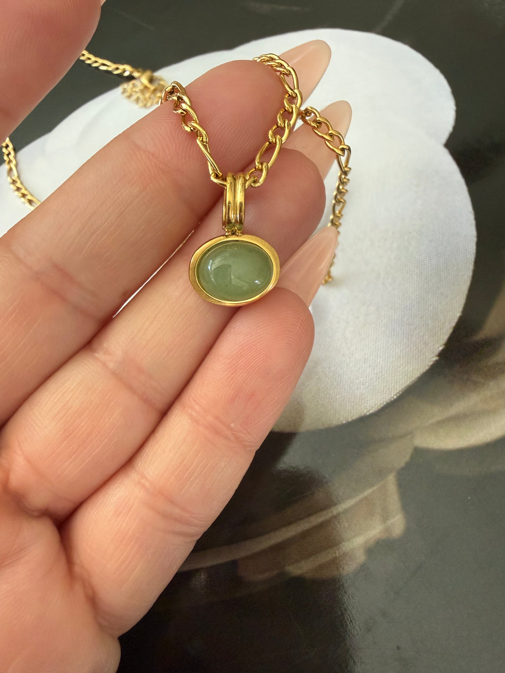 Winslow Non-Tarnish Green Stone Pendant Necklace