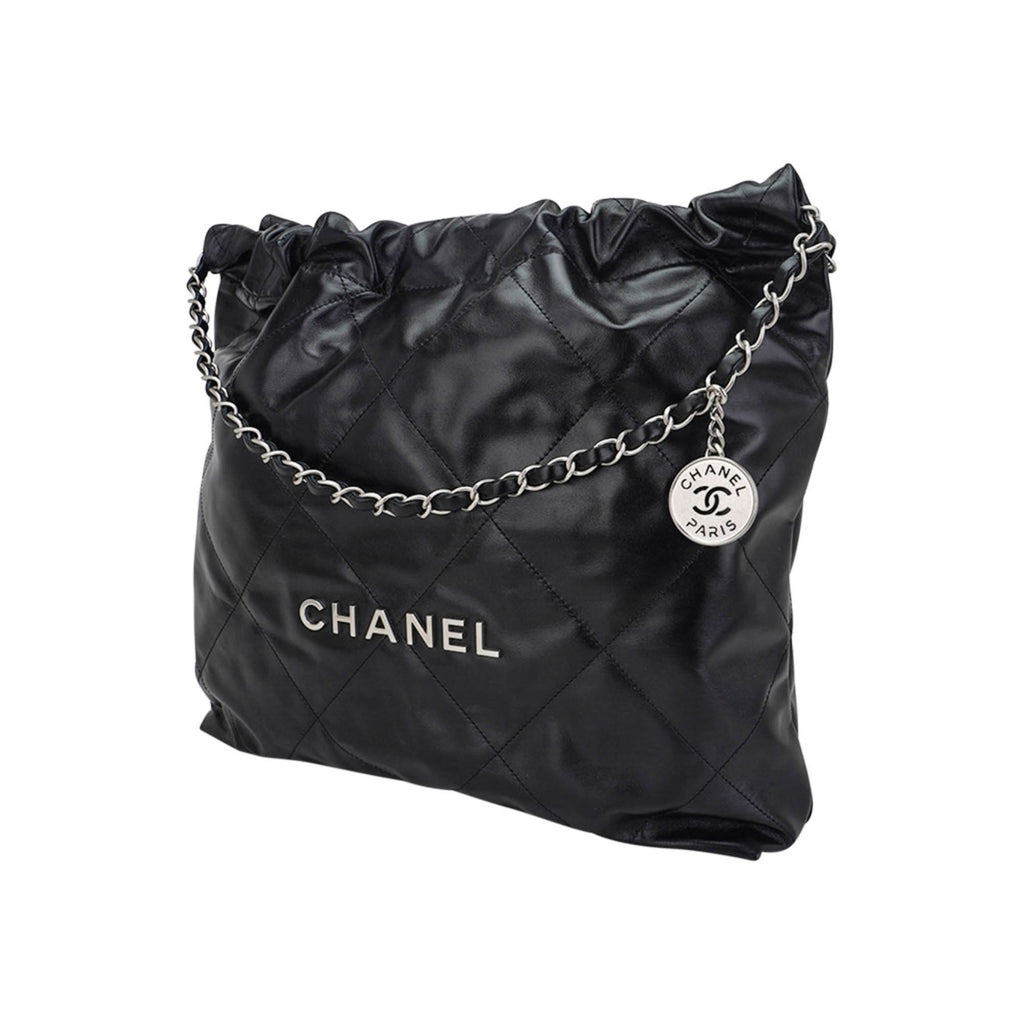 Chanel 22 Quilted Calfskin Bag Diamond stitch with brushed silver hardware - NIDHALHAUS